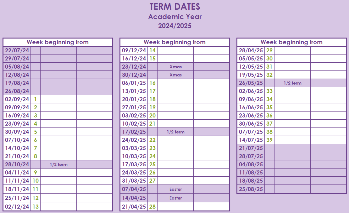 ACADEMIC YEAR 2024-2025 - term dates NO HEADER